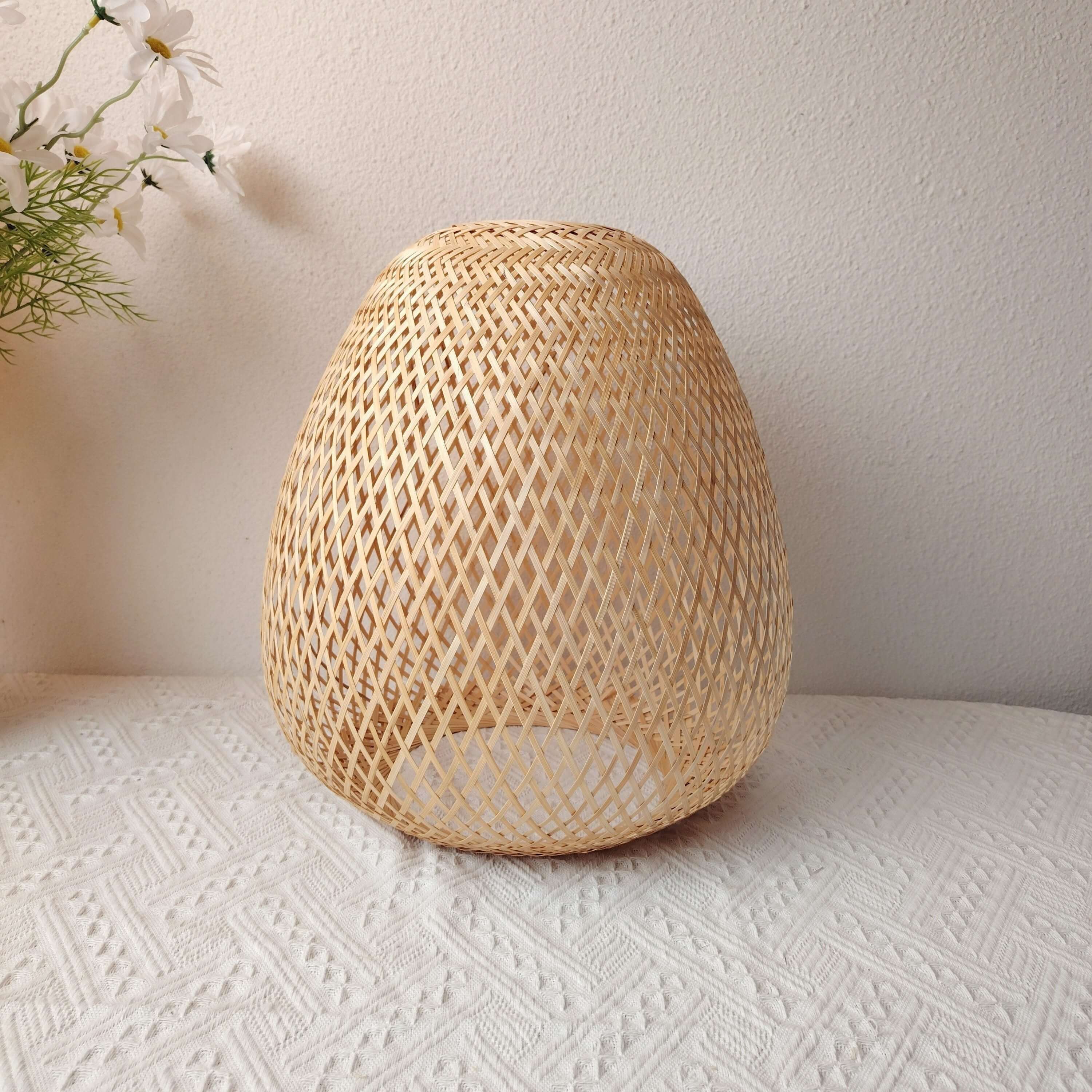 Handwoven Bamboo Pendant Light - Modern Art Deco Style